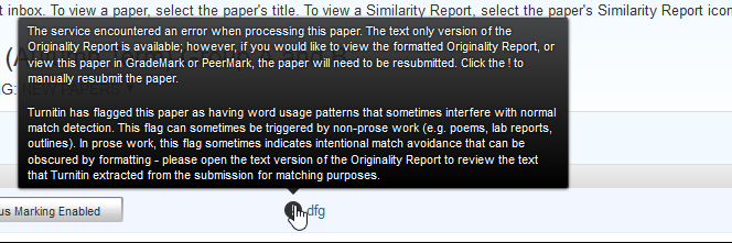 Turnitin error - could not process the paper