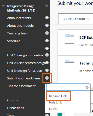 change menu item name to Assessment