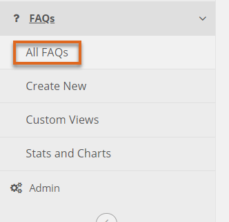 Expanded FAQs menu