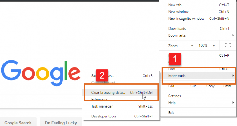 google chrome clear cache for a site