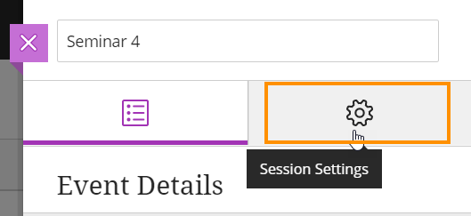 Collaborate - go to session settings tab
