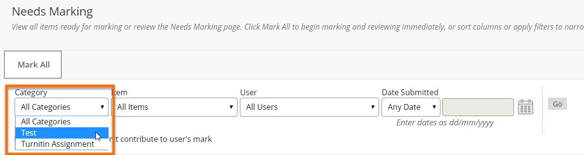 Mark Tests from Needs Marking