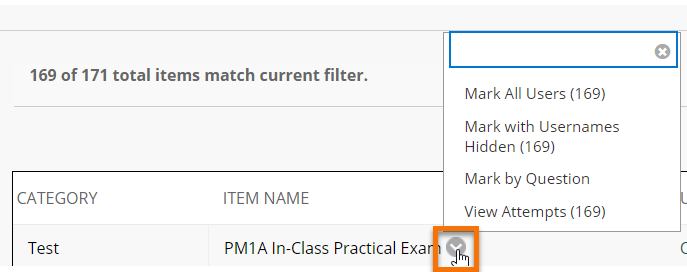 Mark Tests from Needs Marking - options