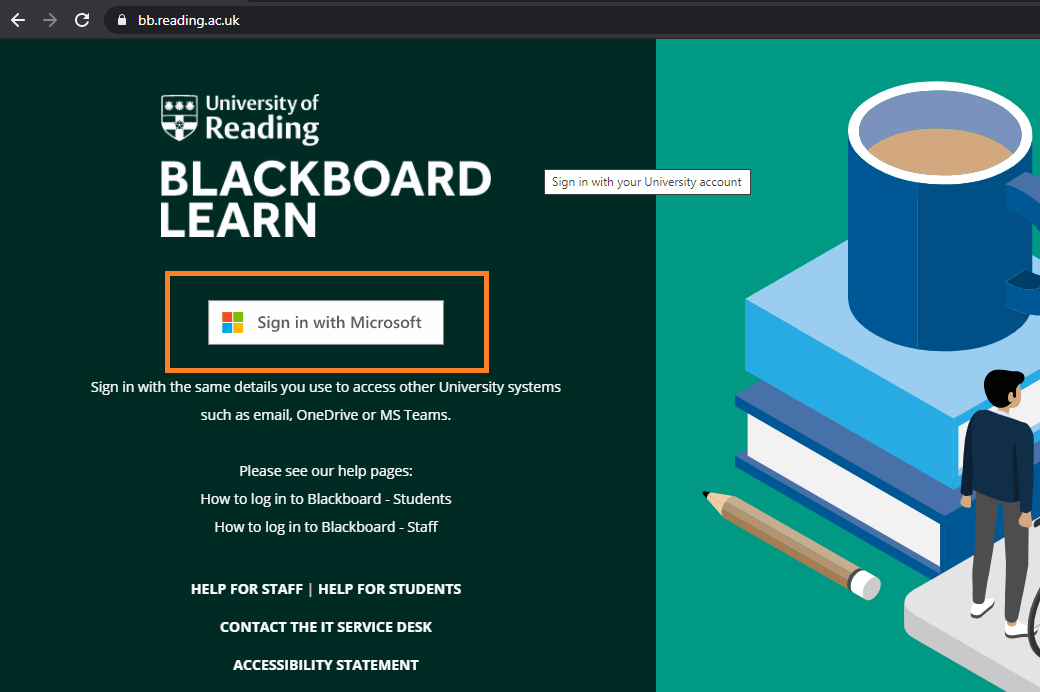 New Blackboard login page - screenshot
