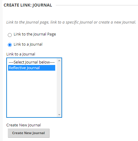 Select Journal to link to