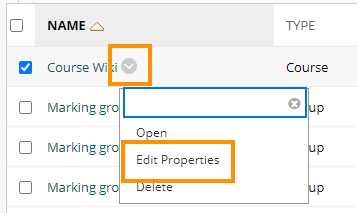 Edit wiki properties