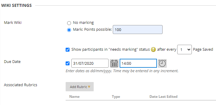 Wiki marking options