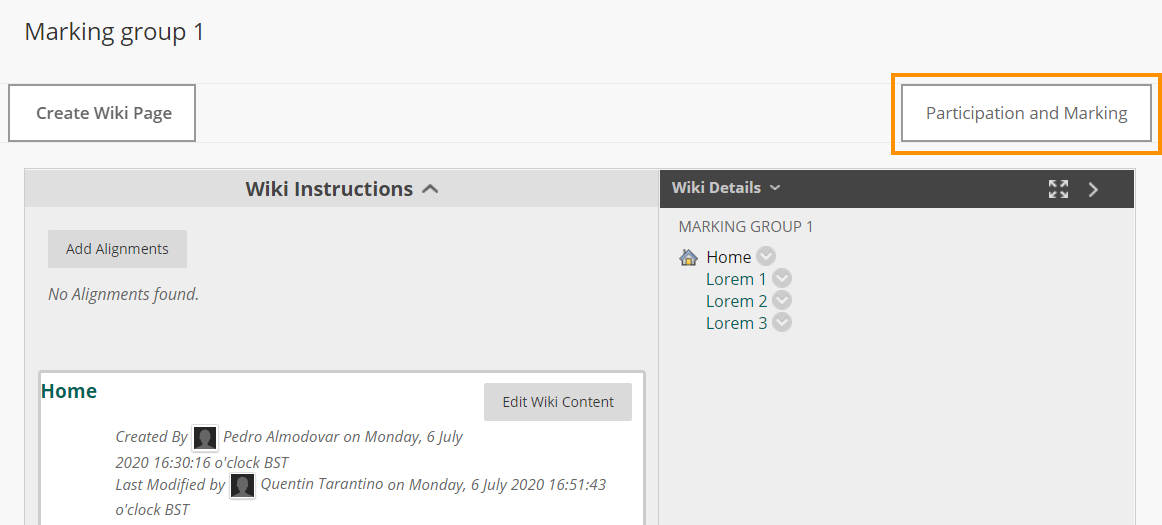 View Wiki participation summary