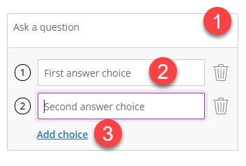 Showing steps 1, 2 and 3 in the poll set up area.