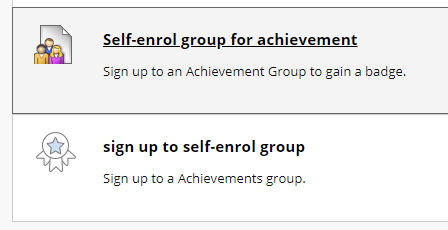 Student view of self-enrol group achievement