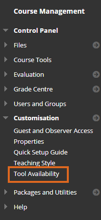 Control Panel - Tool Availability