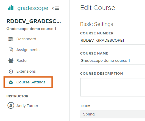 Gradescope Course Settings
