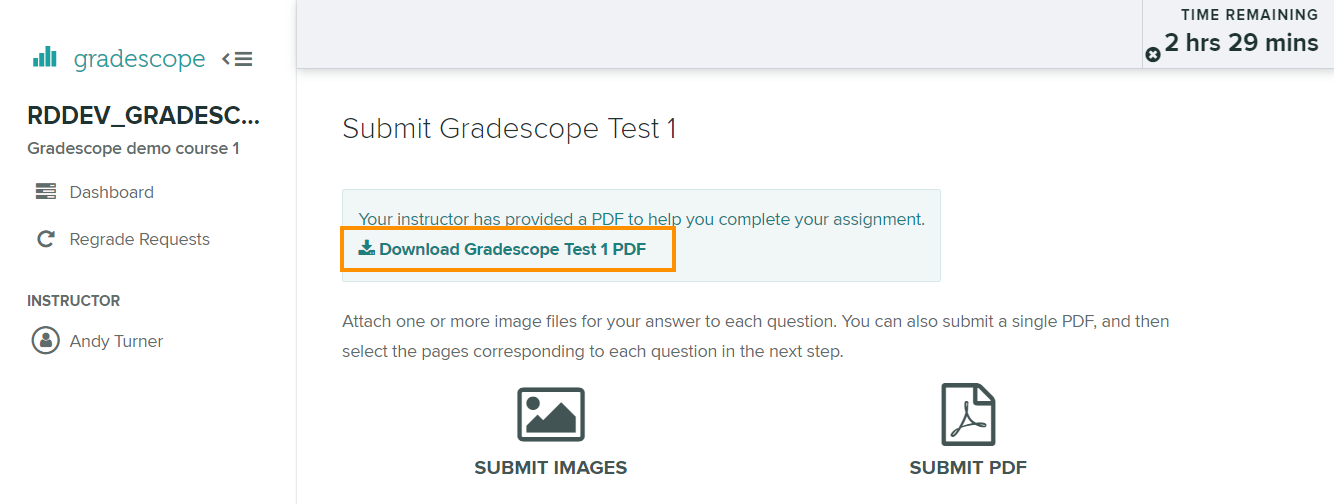 Gradescope - download exam paper