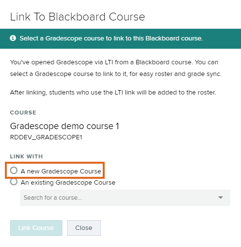 Link to new Gradescope course