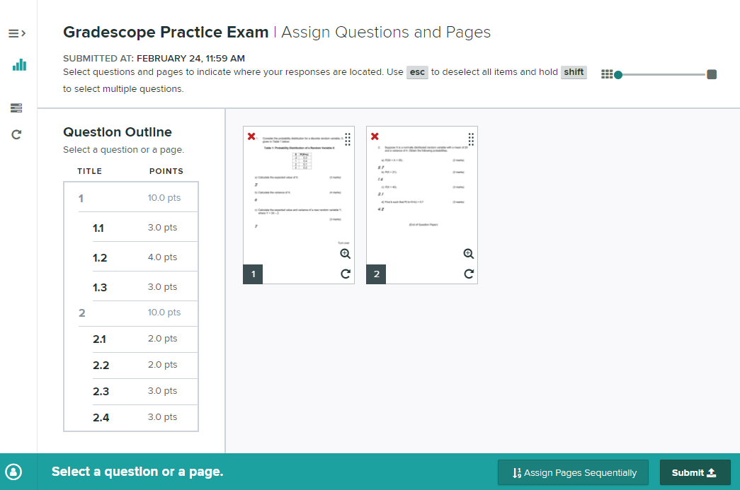 Gradescope Submission successful screen