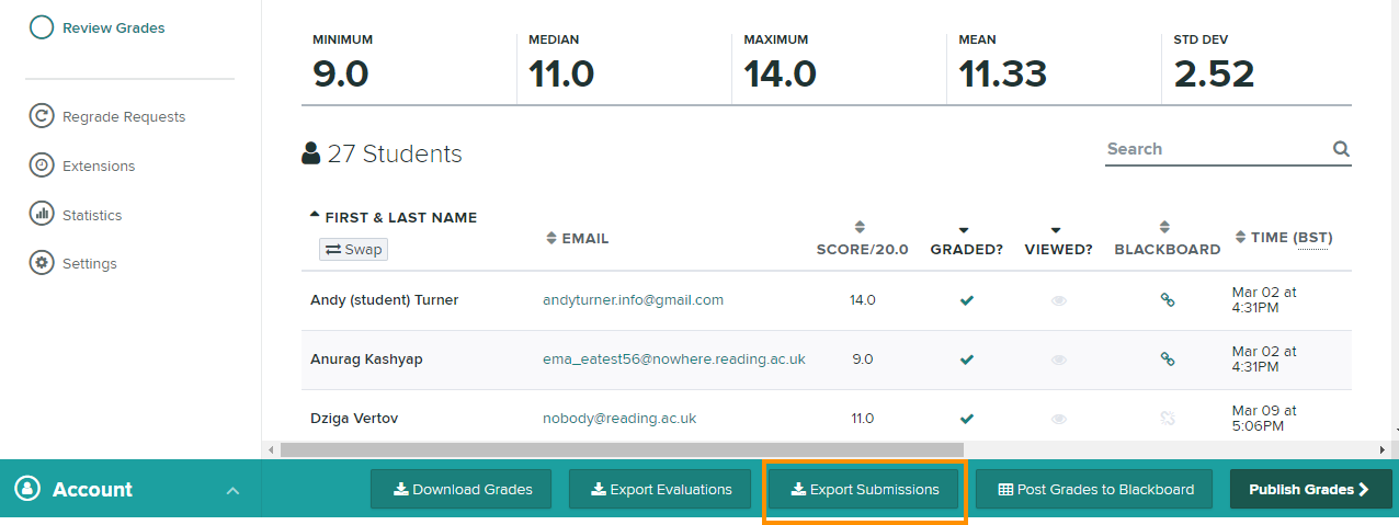 Gradescope - Export Submissions