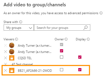 Sharing permissions for Stream videos