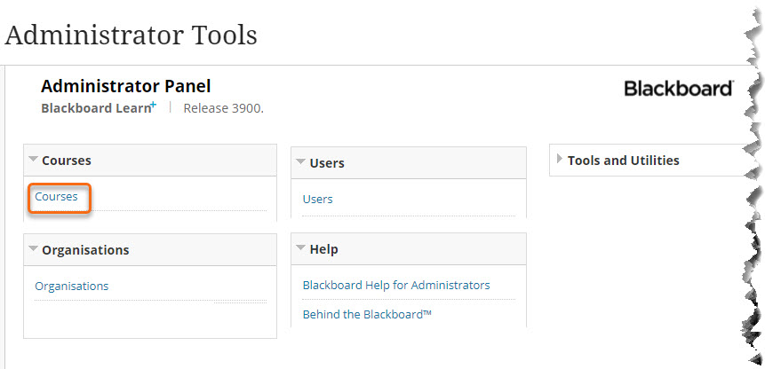 Administrative Tools page