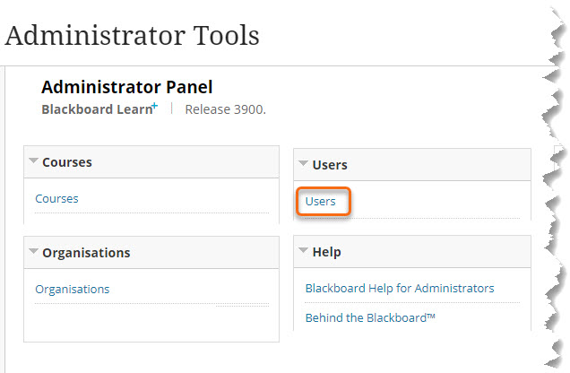Adiministrator Tools with users section circled