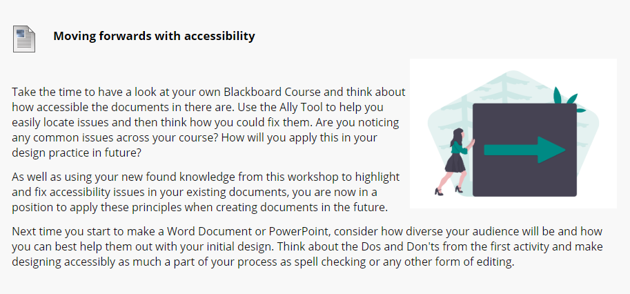 blackboard course content with in-line image