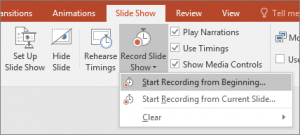 PowerPoint record from current slide option