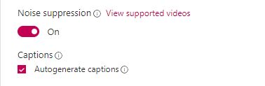 Screenshot of the noise suppression option as part of the MS Stream upload process