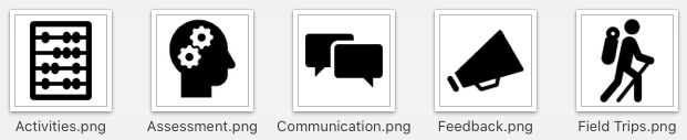 Sample of university Blackboard icons