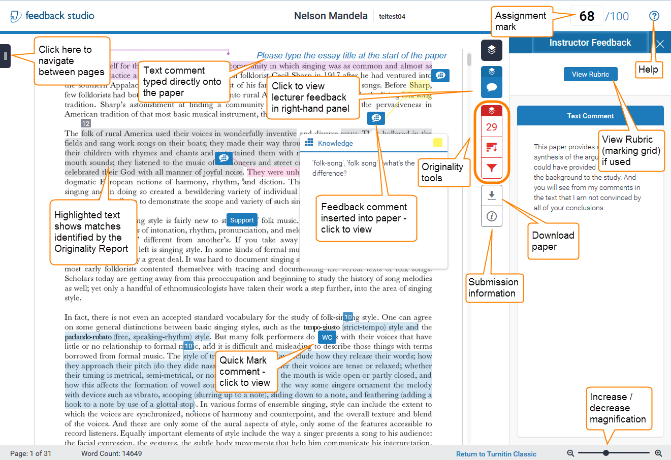 View marks and feedback for Turnitin assignments from previous academic