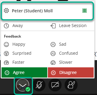 A screenshot of the feedback screen opened by selecting your profile. Link to My settings highlighted. Other features are the images described in the text.