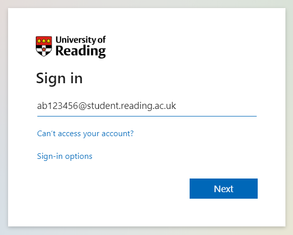 Microsoft student sign in page - screenshot