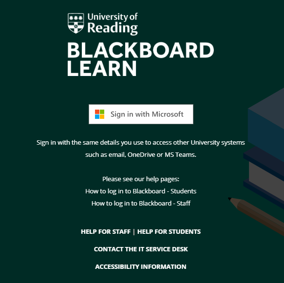 Screenshot of the new Blackboard login page