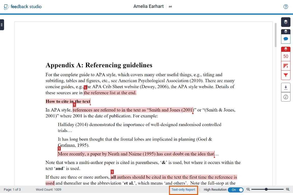 Turnitin: access the Text-only report