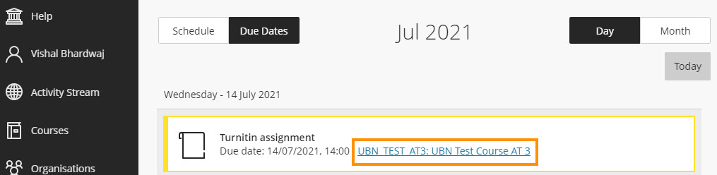 Access course from the Due Dates schedule