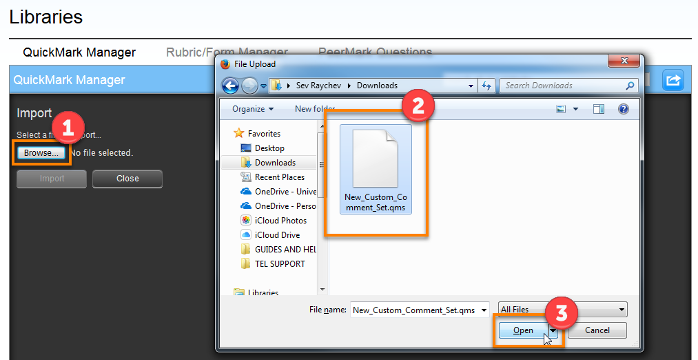 File Upload Dialogue Box