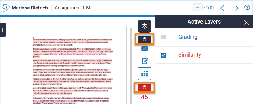 Turnitin Assignment with Similarity Layer overlayed