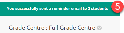 Grade Centre - Send Reminder success message