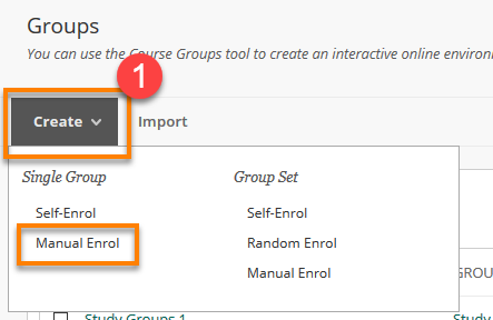 Create groups menu
