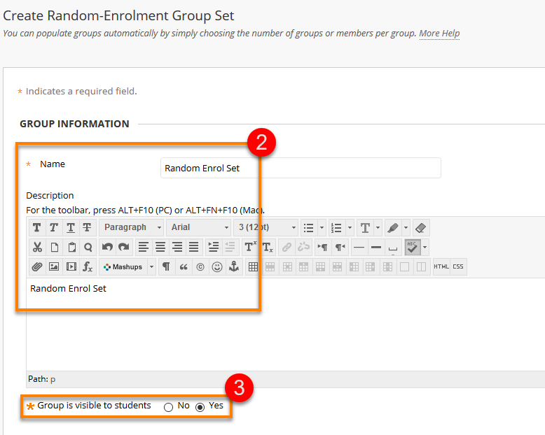 Group Information Page and make visible to student
