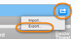 Clicking the export menu button