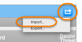 clicking the import menu button