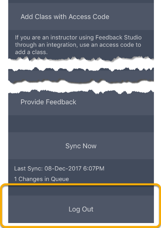 Log out menu option