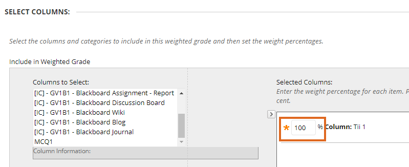 Weighted Total - select a single Turnitin assignment