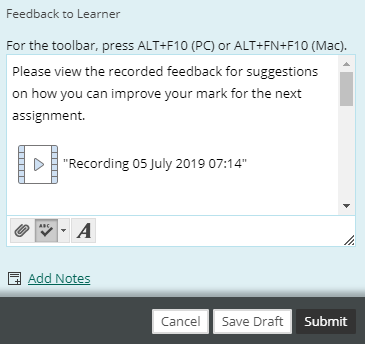 Recording plus typed feedback