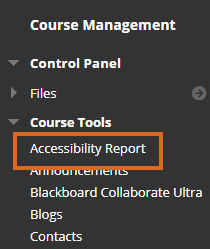 Accessing the Course Accessibility Report, via Course Tools
