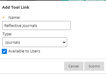 Create menu link to Journals
