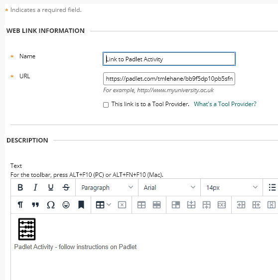 Screen Shot of Weblink 