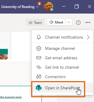 MS Teams - open Team in Sharepoint
