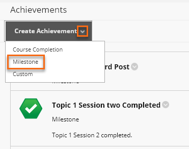 Create Achievement contextual menu