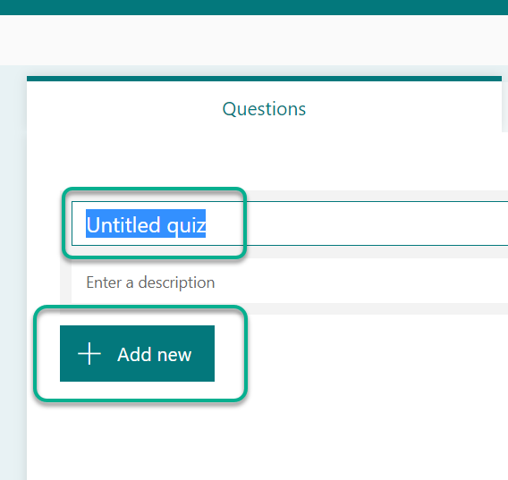 Adding a title and clicking Add New button for question